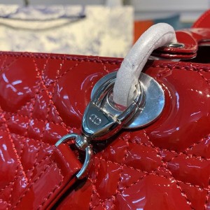 Christian Dior Lady Dior Bag 32cm Silver Hardware Patent Leather Spring/Summer 2020 Collection - Image 6