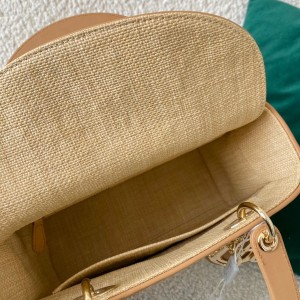 Christian Dior Lady Dior Bag Medium 24cm Gold Hardware Natural Raffia/Calfskin Leather Spring/Summer 2022 Collection - Image 8