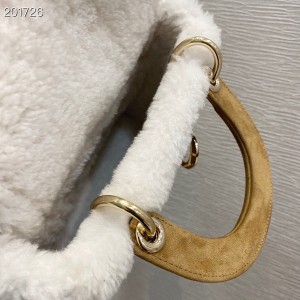 Christian Dior Lady Dior Cannage Shearling Bag 17cm with Gold Hardware Embroidery Canvas Spring/Summer 2021 Collection - Image 6
