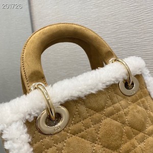 Christian Dior Lady Dior Cannage Shearling Bag 17cm with Gold Hardware Embroidery Canvas Spring/Summer 2021 Collection - Image 8