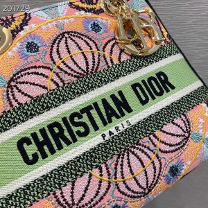 Christian Dior Lady Dior D-Lite Dior In Lights Bag 24cm with Gold Hardware Embroidery Canvas Spring/Summer 2021 Collection - Image 4