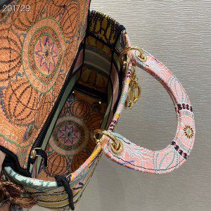 Christian Dior Lady Dior D-Lite Dior In Lights Bag 24cm with Gold Hardware Embroidery Canvas Spring/Summer 2021 Collection - Image 5