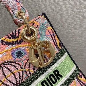 Christian Dior Lady Dior D-Lite Dior In Lights Bag 24cm with Gold Hardware Embroidery Canvas Spring/Summer 2021 Collection - Image 6