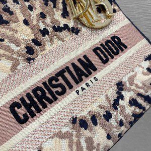 Christian Dior Lady Dior D-Lite Tie & Dior Bag 24cm with Gold Hardware Embroidery Canvas Spring/Summer 2021 Collection - Image 5