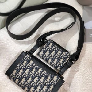 Christian Dior Mens Messenger Bag 20cm Oblique Embroidered Canvas Fall/Winter 2020 Collection - Image 3