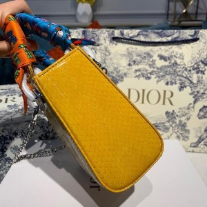 Christian Dior Mini Lady Dior Bag 18cm with Chain Silver Hardware Python Skin Spring/Summer 2020 Collection - Image 4