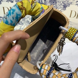 Christian Dior Mini Lady Dior Bag 18cm with Chain and Embellished Bag Strap Silver Hardware Lambskin Leather Spring/Summer 2020 Collection - Image 8