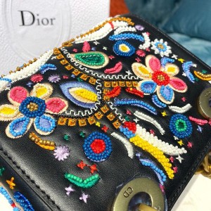 Christian Dior Mini Lady Dior Floral Bead Embroidered Bag 18cm with Chain Silver Hardware Lambskin Leather Spring/Summer 2020 Collection - Image 5