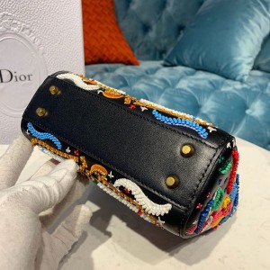 Christian Dior Mini Lady Dior Floral Bead Embroidered Bag 18cm with Chain Silver Hardware Lambskin Leather Spring/Summer 2020 Collection - Image 6