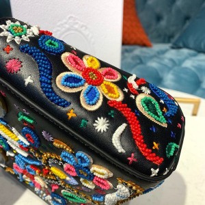 Christian Dior Mini Lady Dior Floral Bead Embroidered Bag 18cm with Chain Silver Hardware Lambskin Leather Spring/Summer 2020 Collection - Image 7