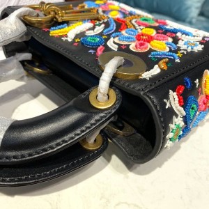 Christian Dior Mini Lady Dior Floral Bead Embroidered Bag 18cm with Chain Silver Hardware Lambskin Leather Spring/Summer 2020 Collection - Image 8