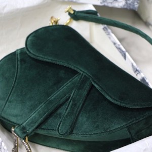 Christian Dior Velvet Saddle Bag with Crystal Rhinestones 20cm Spring/Summer 2020 Collection - Image 4
