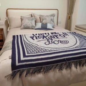 Christian Dior x Shawn Stussy High Heels Painful Pleasure Tassel Wool Jacquard Throw Blanket - Image 5