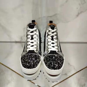 Christian Louboutin Lou Pik Pik Strass Orlato Flat High-Top Mens Sneakers Calfskin Leather Fall/Winter 2021 Collection - Image 3