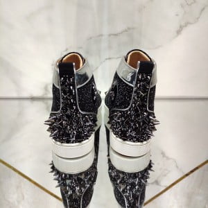 Christian Louboutin Lou Pik Pik Strass Orlato Flat High-Top Mens Sneakers Calfskin Leather Fall/Winter 2021 Collection - Image 4