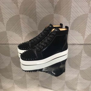 Christian Louboutin Lou Spike High-Top Mens Sneakers Calfskin Leather Fall/Winter 2021 Collection - Image 4
