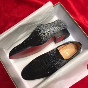 Christian Louboutin Strass Mens Lace Up Loafers Calfskin Leather Fall/Winter 2021 Collection - Image 4