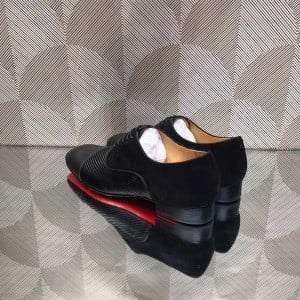 Christian Louboutin Velvet Casual Mens Lace Up Loafers Calfskin Leather Fall/Winter 2021 Collection - Image 3