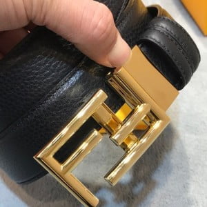 Fendi FF Logo 3.5CM Belt Gold Hardware Calfskin Leather Fall/Winter 2020 Collection - Image 3