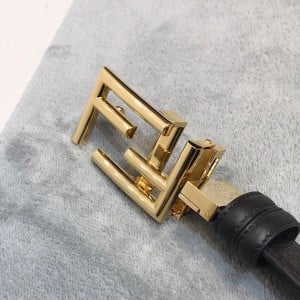 Fendi FF Logo 3.5CM Belt Gold Hardware Calfskin Leather Fall/Winter 2020 Collection - Image 7
