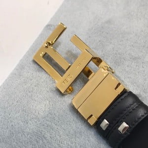 Fendi FF Logo 3.5CM Belt Gold Hardware Calfskin Leather Fall/Winter 2020 Collection - Image 8