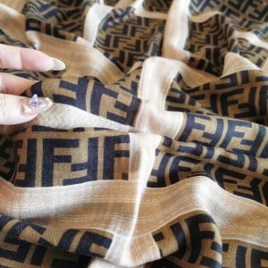 Fendi FF Logo Silk Shawl Scarf 200cm Fall/Winter 2020 Collection - Image 5