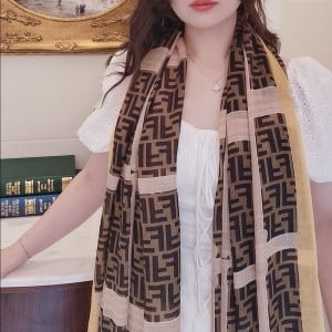 Fendi FF Logo Silk Shawl Scarf 200cm Fall/Winter 2020 Collection - Image 6