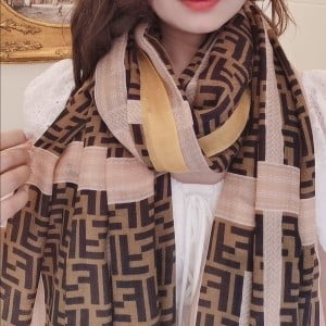 Fendi FF Logo Silk Shawl Scarf 200cm Fall/Winter 2020 Collection - Image 7