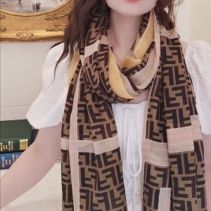 Fendi FF Logo Silk Shawl Scarf 200cm Fall/Winter 2020 Collection - Image 8