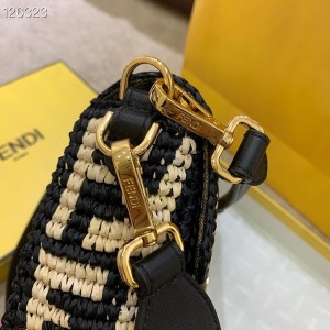 Fendi Ratan Woven Interlace Canvas Baguette Bag 26cm Fall/Winter 2020 Collection - Image 5