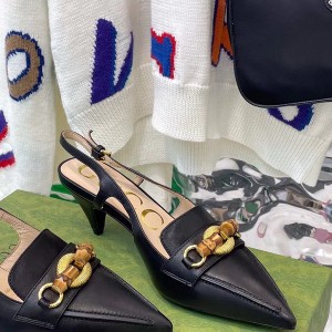 Gucci Bamboo Horsebit Slingback Pumps Calfskin Leather Fall/Winter 2021 Collection - Image 3