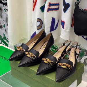 Gucci Bamboo Horsebit Slingback Pumps Calfskin Leather Fall/Winter 2021 Collection - Image 5