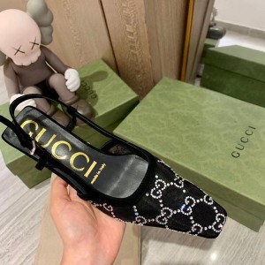 Gucci Crystal Embellished Mesh Pumps Calfskin Leather Fall/Winter 2021 Collection - Image 7