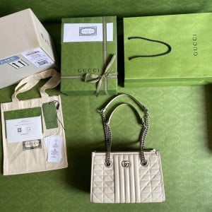 Gucci GG Marmont Tote Bag 26cm 681483 Matelassé Calfskin Leather Spring/Summer 2022 Collection - Image 9