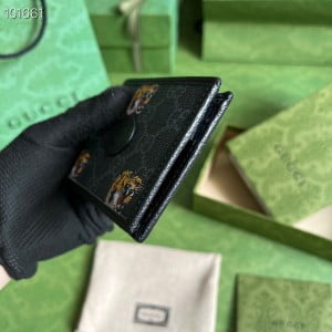 Gucci GG Tiger Bi-Fold Wallet 10cm ‎428726 Smooth Calfskin Leather Spring/Summer 2022 Collection - Image 5