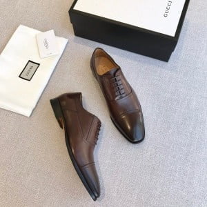 Gucci Lace Up Mens Dress Shoes Calfskin Leather Spring/Summer 2020 Collection - Image 3