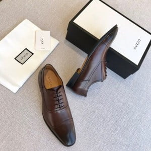 Gucci Lace Up Mens Dress Shoes Calfskin Leather Spring/Summer 2020 Collection - Image 8