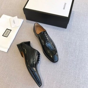 Gucci Lace Up Mens Dress Shoes Patent Calfskin Leather Spring/Summer 2020 Collection - Image 4