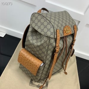 Gucci Ostrich Trim Backpack with Double G 40cm ‎‎710859 Calfskin Leather Fall/Winter 2022 Collection - Image 5