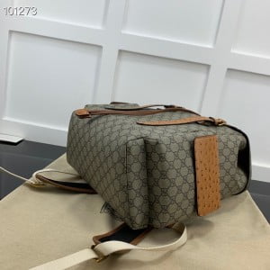 Gucci Ostrich Trim Backpack with Double G 40cm ‎‎710859 Calfskin Leather Fall/Winter 2022 Collection - Image 6