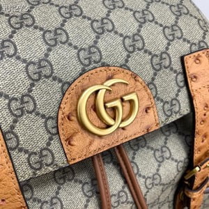 Gucci Ostrich Trim Backpack with Double G 40cm ‎‎710859 Calfskin Leather Fall/Winter 2022 Collection - Image 7