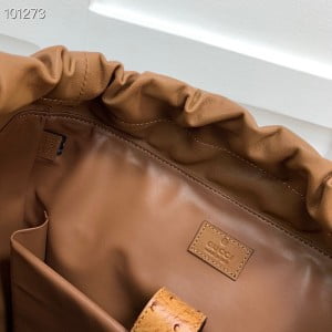 Gucci Ostrich Trim Backpack with Double G 40cm ‎‎710859 Calfskin Leather Fall/Winter 2022 Collection - Image 9