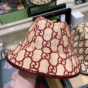 Gucci Raffia Straw Fedora Snakskin Trim Hat Spring/Summer 2020 Collection - Image 5