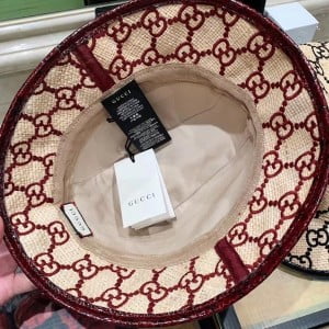 Gucci Raffia Straw Fedora Snakskin Trim Hat Spring/Summer 2020 Collection - Image 7