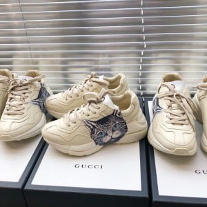 Gucci Rhyton Cat Unisex Dad Sneakers ‎‎524991 Calfskin Leather Spring/Summer 2019 Collection - Image 4