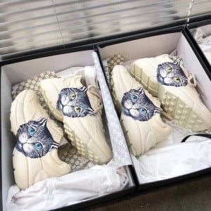 Gucci Rhyton Cat Unisex Dad Sneakers ‎‎524991 Calfskin Leather Spring/Summer 2019 Collection - Image 7