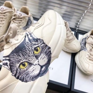 Gucci Rhyton Cat Unisex Dad Sneakers ‎‎524991 Calfskin Leather Spring/Summer 2019 Collection - Image 9