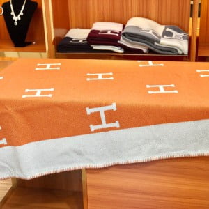 Hermes Avalon Signature H Wool Throw Blanket - Image 8