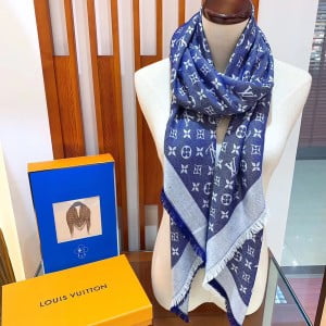 Louis Vuitton Denim Monogram Wool Scarf 140cm Fall/Winter 2019 Collection M71540 - Image 3