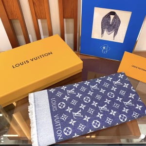 Louis Vuitton Denim Monogram Wool Scarf 140cm Fall/Winter 2019 Collection M71540 - Image 4